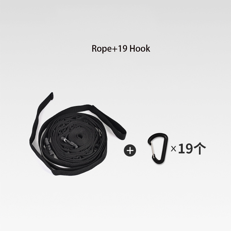 Outdoor camping tent storage rope adjustable clothesline strap camping lanyard with 19 hook hangers - Image 8