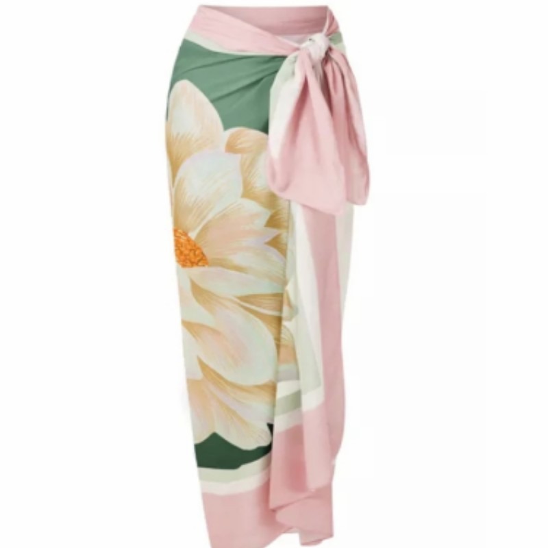 European and American French Retro Printed One Piece Swimsuit For Women'S Hot Spring Vacation Beach Skirt Two-Piece Swimsuit - Image 9