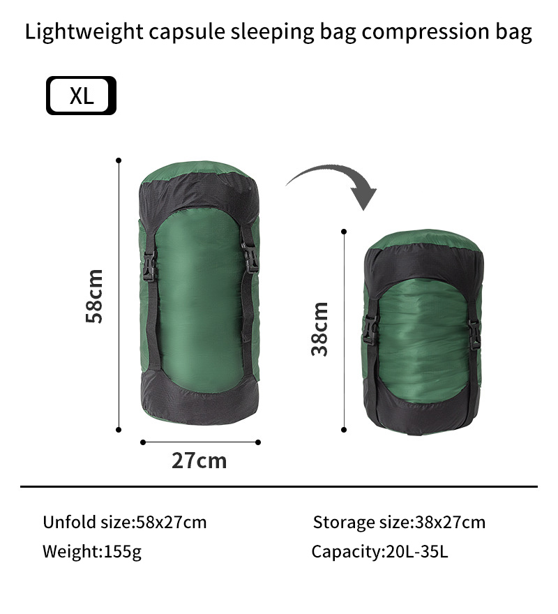 Camping and camping sleeping bag storage bag Lightweight capsule compression bag Travel clothing and miscellaneous storage bag 40D - Image 24