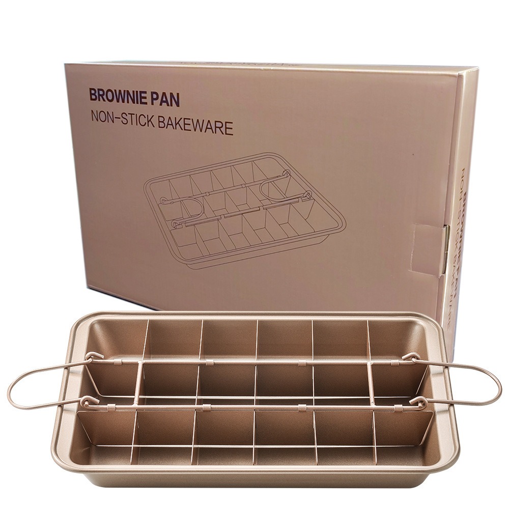 Wholesale stainless Steel Lattice Browine ceramic Baking Tray Non Stick Diveded square cake baking Pans