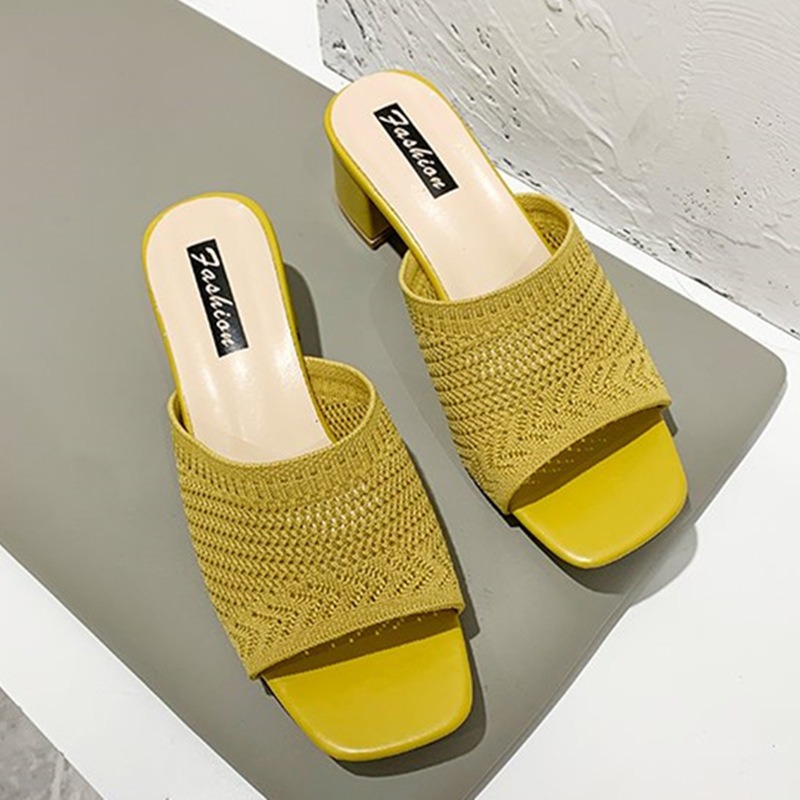 Mid Heel Sandals and Slippers for Women's Summer New Korean Edition Flying Weave Outerwear Fashion Women's Sandals and Slippers - Image 7