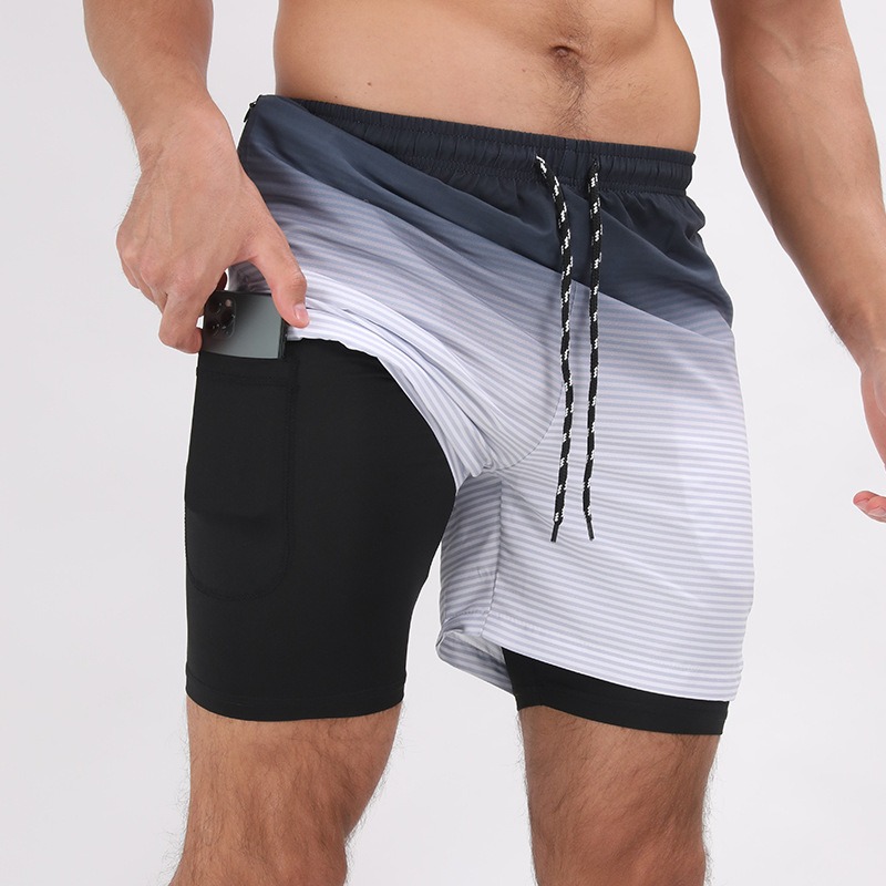 New Mens Casual Beach Sports Shorts Printed Double Layer Shorts Mens Anti glare Plus Size - Image 5