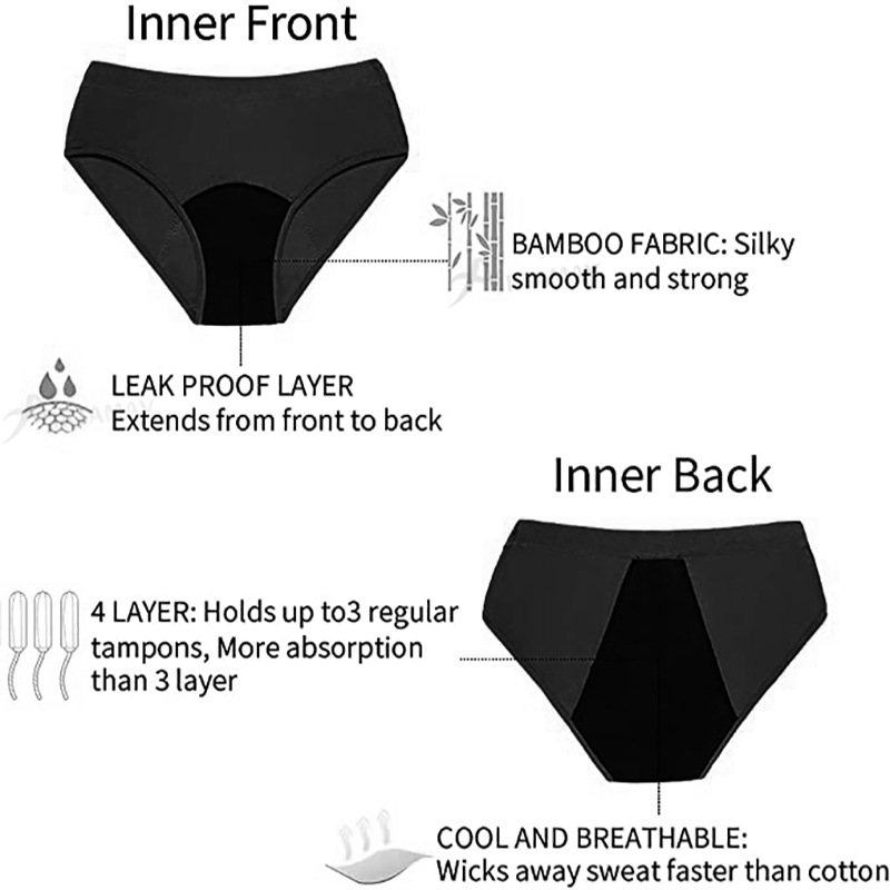 Large Size Sexy Multi-Color Four-Layer Physiological Panties With Large Absorption Capacity Breathable And Leak-Proof Physiological Pants - Image 4
