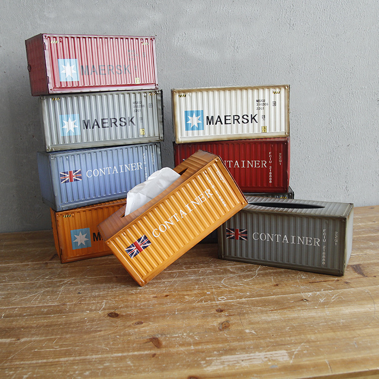 Industrial Style Retro Wrought Iron Creative Container Tissue Box Home Living Room Desktop Decoration Restaurant Paper Box