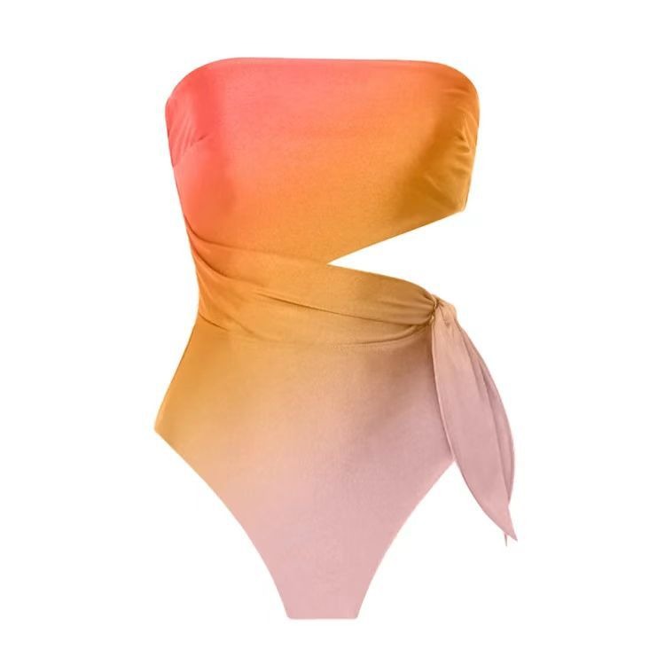 European and American French Retro Printed One Piece Swimsuit For Women'S Hot Spring Vacation Beach Skirt Two-Piece Swimsuit - Image 4