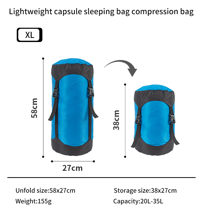 Camping and camping sleeping bag storage bag Lightweight capsule compression bag Travel clothing and miscellaneous storage bag 40D - Image 16