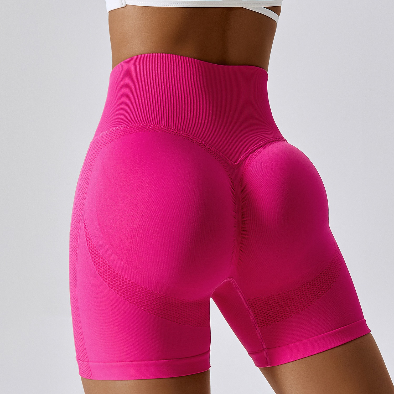 Seamless Yoga Shorts Honey Peach Hip Lift High Waist Fitness Pants Tight Running Sports Shorts for Women - Image 9