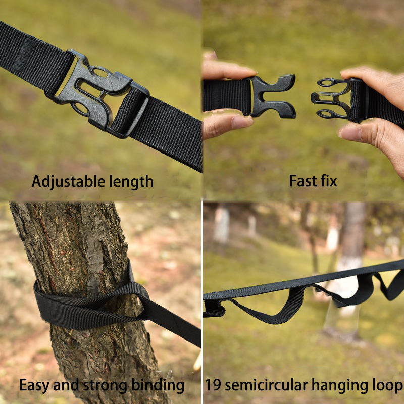 Outdoor camping tent storage rope adjustable clothesline strap camping lanyard with 19 hook hangers - Image 4
