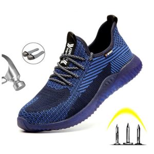 Men Steel Toe Safety Work Shoes Breathable Lightweight Comfortable Industrial Construction Shoes Puncture Proof Antislip