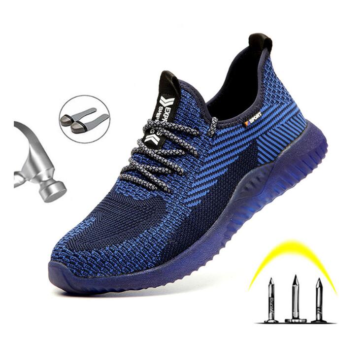 Men Steel Toe Safety Work Shoes Breathable Lightweight Comfortable Industrial Construction Shoes Puncture Proof Antislip