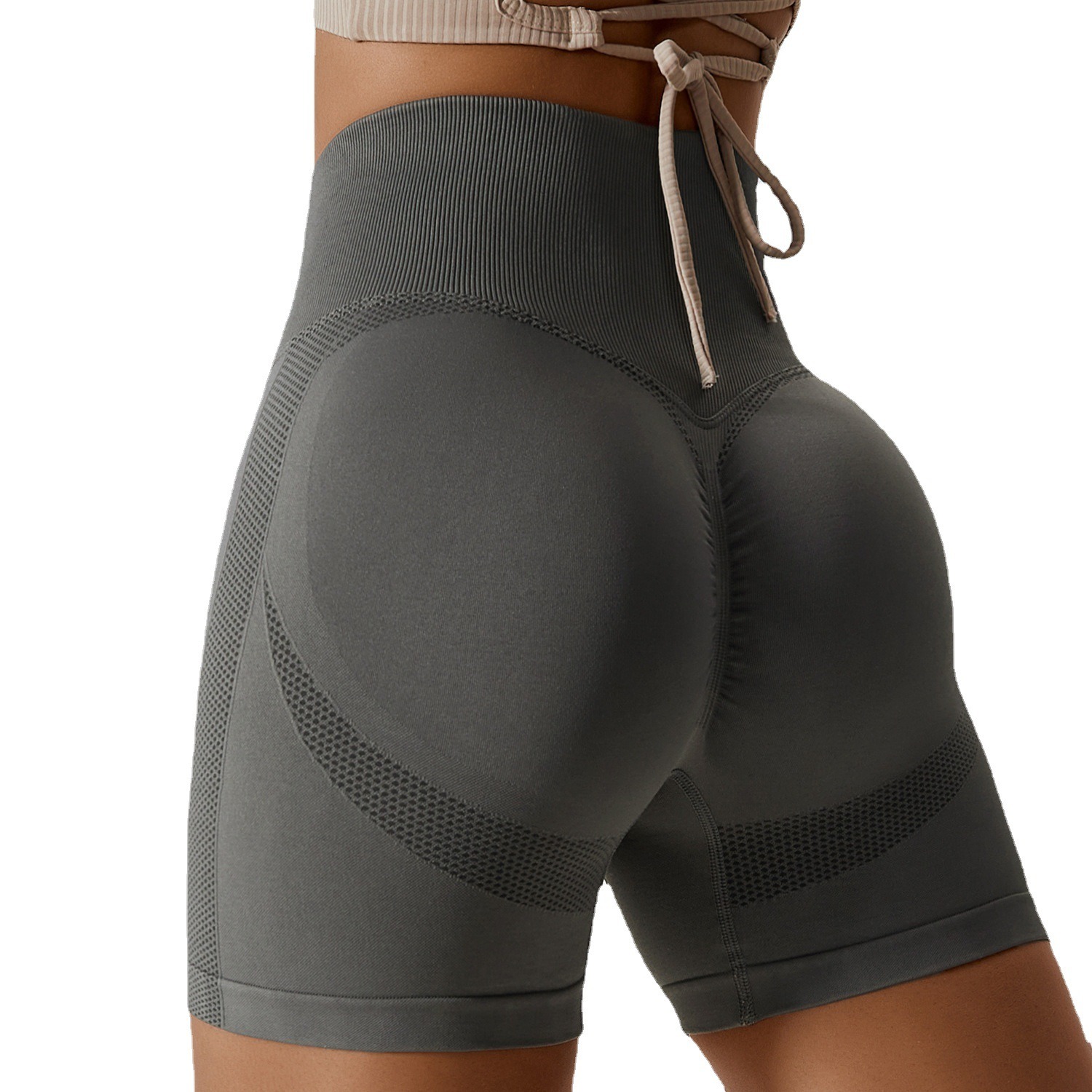 Seamless Yoga Shorts Honey Peach Hip Lift High Waist Fitness Pants Tight Running Sports Shorts for Women - Image 10