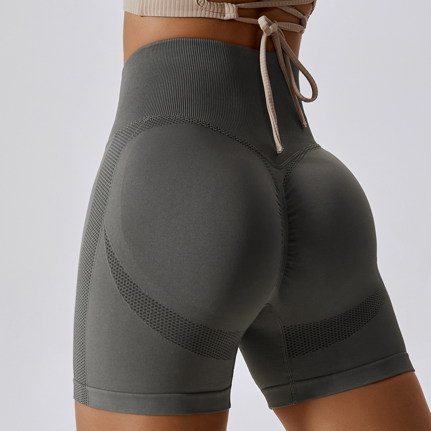 Seamless Yoga Shorts Honey Peach Hip Lift High Waist Fitness Pants Tight Running Sports Shorts for Women - Image 13