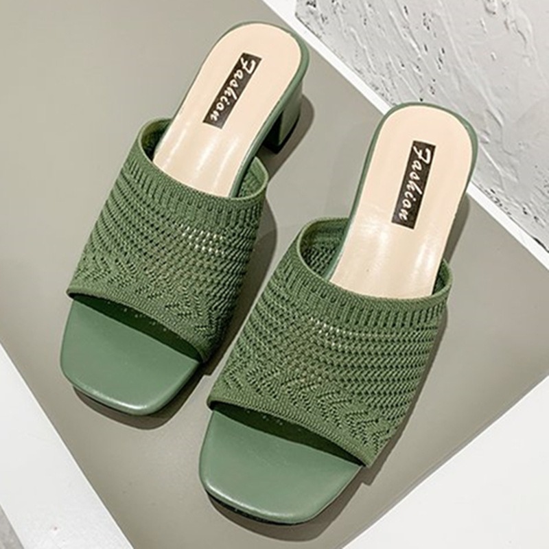Mid Heel Sandals and Slippers for Women's Summer New Korean Edition Flying Weave Outerwear Fashion Women's Sandals and Slippers - Image 9