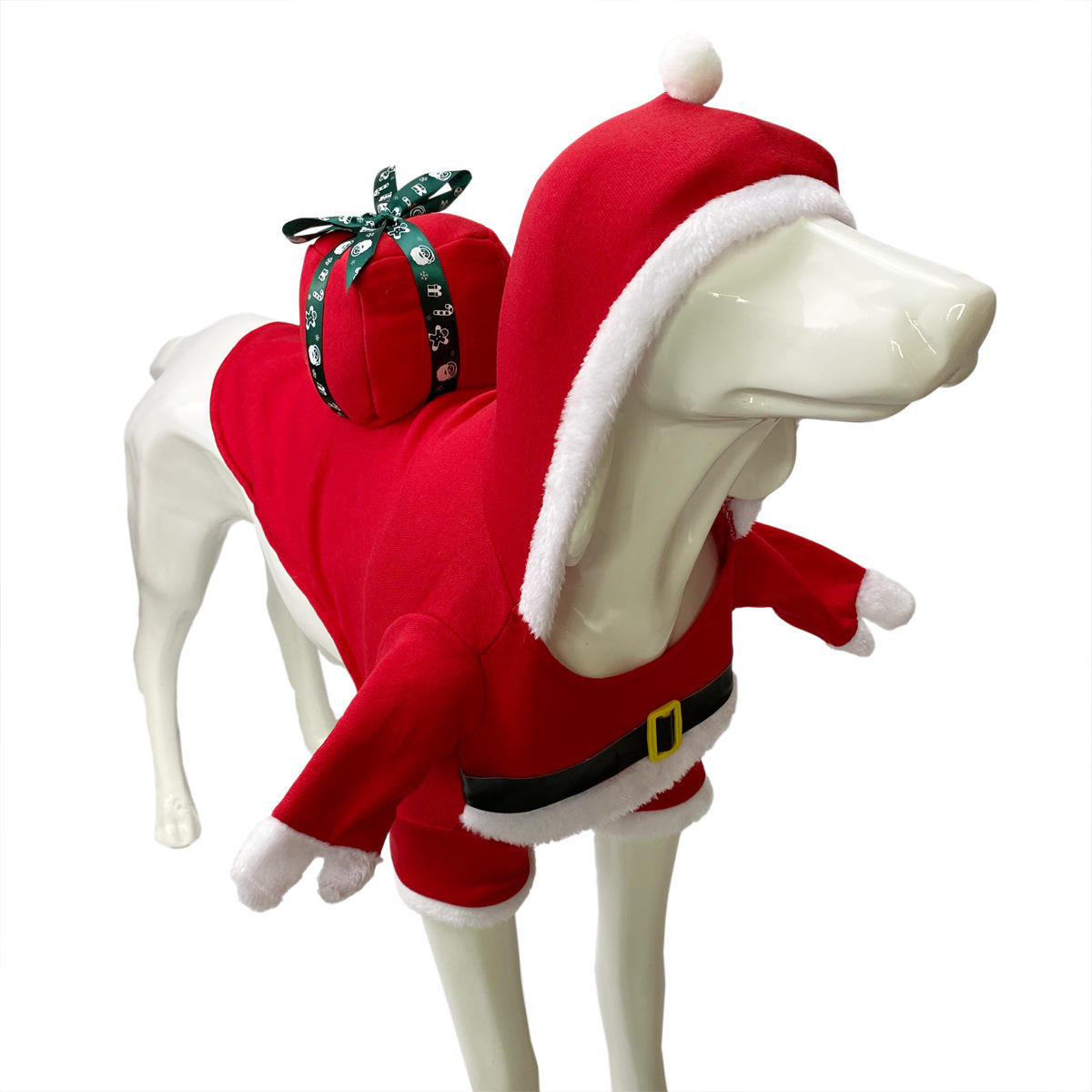 New Christmas Pet Clothes Dog Holds Christmas Gift Shaped Clothes Fleece Warm Pet Clothing - Image 3