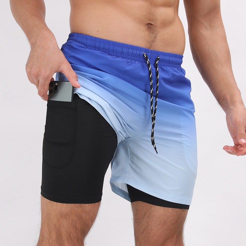 New Mens Casual Beach Sports Shorts Printed Double Layer Shorts Mens Anti glare Plus Size - Image 27
