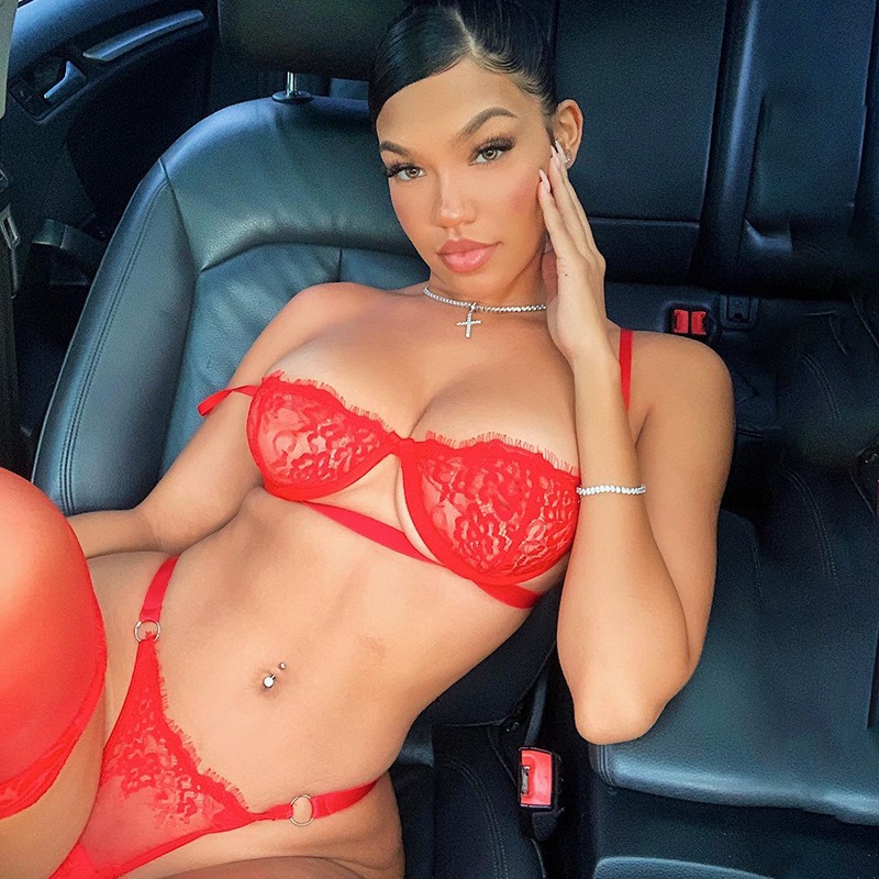 Net Red Three-Point Female Steel Ring Sexy Fun Net Yarn Perspective Lace Underwear Suit - Image 7