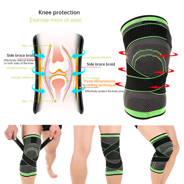 Sports Pressure Knee Pads Running and Cycling Basketball Straps Knee Pads Breathable Wrapping Knee Pads 3D Pressure Knee Pads - Image 4