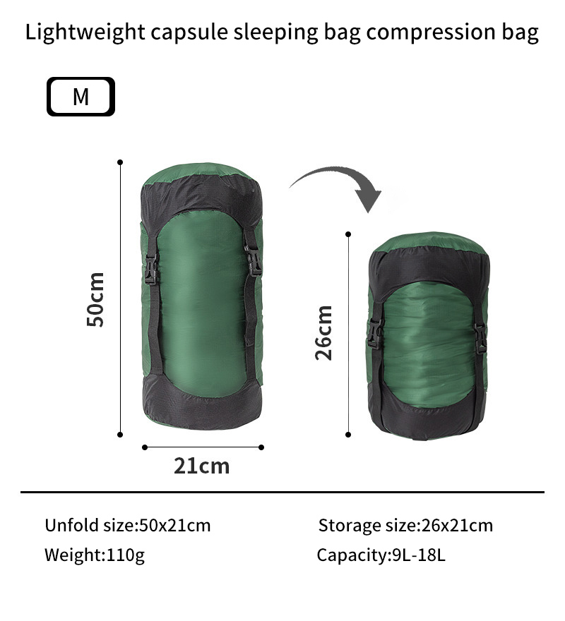 Camping and camping sleeping bag storage bag Lightweight capsule compression bag Travel clothing and miscellaneous storage bag 40D - Image 25