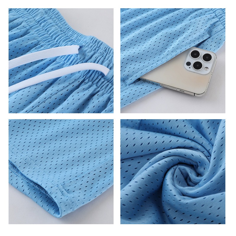 Sports Training Quarter Shorts Mens Over Knee Sports Pants Summer Training Fitness Two Layer Mesh Breathable Basketball Pants - Image 3